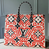 LV CRAFTY ONTHEGO GM CREAM AND RED MONOGRAM GIANT CANVAS
