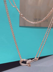 HARDWEAR DOUBLE LINK PEDANT PINK GOLD NECKLACE