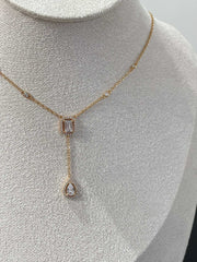 MY TWIN DIAMOND PINK GOLD TIE NECKLACE