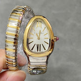 SERPENTI SPIGA GOLD SILVER CERAMIC WHITE DIAL