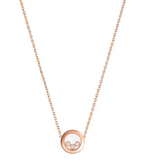 HAPPY PEDANT PINK GOLD 3 DIAMOND NECKLACE