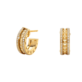 ZERO 1 ROCK GOLD EARRINGS WITH STUDDED SPIRAL AND PAVED DIAMONDS