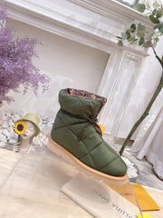PILLOW COMFORT ANKLE BOOTS IN ARMY GREEN NYLON