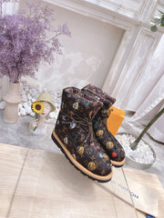 PILLOW COMFORT ANKLE BOOTS IN CHOCOLATE BROWN MONOGRAM NYLON