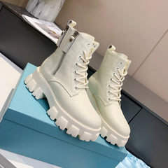 PRADA 25S SNOW BOOTS IN WHITE CALFSKIN