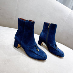 LP CHARMS ANKLE BOOTS METAL LOCK COBALT SUEDE