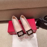 BELLE VIVIER PUMPS IN TAUPE SUEDE TORTOISESHELL BUCKLE