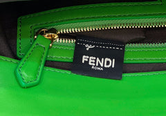 BAGUETTE WITH FF MOTIF 27 IN EMERALD GREEN SOFT LAMBSKIN GOLD HARDWARE
