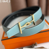 JUMBO BELT GOLD BUCKLE & REVERSIBLE ASH GREEN AND BLACK LEATHER STRAP 32MM