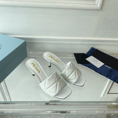 PRA QUILTED HIGH HEELS SANDALS 65 WHITE LAMBSKIN