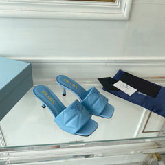 PRA QUILTED HIGH HEELS SANDALS 65 SKY LAMBSKIN