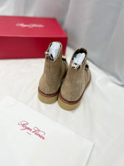 VIV' RANGERS CHELSEA BOOTIES IN LIGHT BROWN SUEDE CRYSTAL BUCKLE