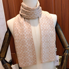 KNIT CASHMERE SCARF CAMEL BROWN MIX WHITE 619591