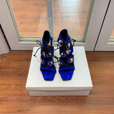 BALMAIN 25S HIGH HEELS 95MM IN DARK BLUE SUEDE WITH PEARL