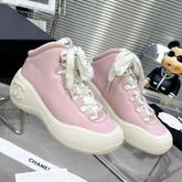 CC CANO ALTO SNEAKER IN BLUSH PINK CALFSKIN AND WHITE RUBBER