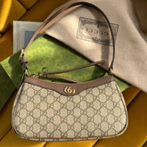 OPHIDIA GG SMALL 25 HANDBAG BEIGE AND EBONY PVC FABRIC