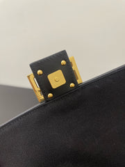 FENDI 26 BAGUETTE BLACK NAPPA LEATHER BAG WITH GOLD HARDWARE