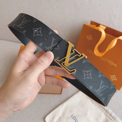 LV 25S BELT 40 MM IN BLACK MIX GREY CALFSKIN 593205