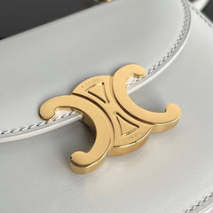 TRIOMPHE SHINY CALFSKIN HANDBAG 18 WHITE