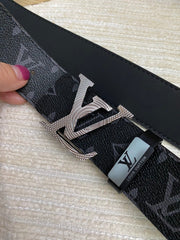 LV 25S BELT 38 MM IN BLACK CALFSKIN PRINT PATTERNS 593287