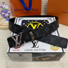 LV 25S BELT 38 MM IN BLACK CALFSKIN PRINT PATTERNS 593287