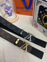 LV 25S BELT 38 MM IN BLACK CALFSKIN PRINT PATTERNS 593287
