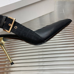 BALMAIN 25S SLINGBACK SHOES 95MM IN BLACK FULL CALFSKIN