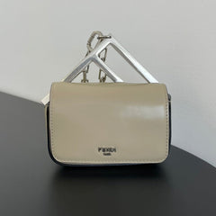 FENDI MINI FIRST SIGHT 13 BAG IN TAN BROWN CALFSKIN WITH SILVER HARDWARE