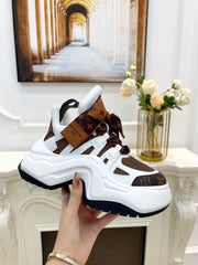 LV ARCHLIGHT 2.0 PLATFORM SNEAKER IN WHITE MIX CHOCOLATE BROWN MIX OF MATERIALS