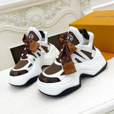 LV ARCHLIGHT 2.0 PLATFORM SNEAKER IN WHITE MIX CHOCOLATE BROWN MIX OF MATERIALS