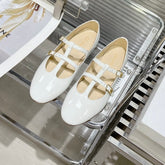 FLAT SANDALS WITH DOUBLE STRAP-DESIGN LEATHER WHITE