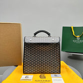 LEGER BACKPACK 37 IN BLACK GOYARDINE CANVAS WITH CALFSKIN TRIM