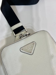 CHEST BAG 20 IN WHITE SAFFIANO LEATHER