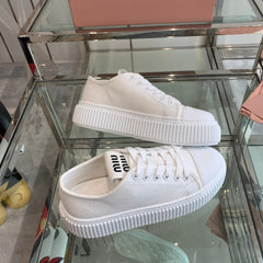 Sneakers High Sole White Canvas