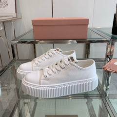 Sneakers High Sole White Canvas