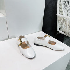 ASTAIRE MARY-JANE BALLERINA IN WHITE CALFSKIN