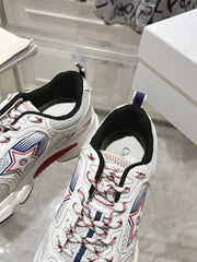 DIOR 25S CHRONO STAR FLATFORM SNEAKERS 45MM IN MESH WITH WHITE CALFSKIN