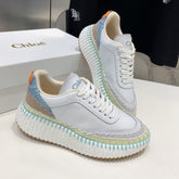 NAMA SNEAKER 5 CM IN WHITE MIX GREEN CALFSKIN