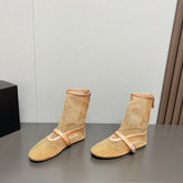 ALAIA SHORT BOOTS IN BEIGE MESH FISHNET