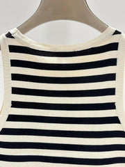 Celin Black Beige Stripe Tank Top