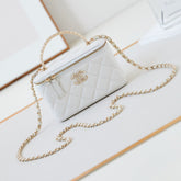 CHANEL 25S MINI VANITY BAG 16 CM IN WHITE LAMBSKIN WITH CRYSTAL-EMBELLISHED CC LOGO
