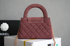 CHANEL 25S KELLY 19 CM IN WINE RED TWEED WITH GOLD HARDWARE