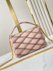 GO-14 MM 23 IN LIGHT PINK QUILTED LAMBSKIN GOLD HARDWARE