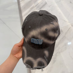 MM BASEBALL CAP IN DARK MOCHA BROWN DISTRESSED FABRIC STYLE 2