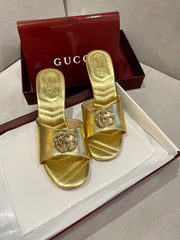 GG HIGH HEELS 70 IN SHINY GOLD LAMBSKIN GOLD HARDWARE WITH CRYSTALS