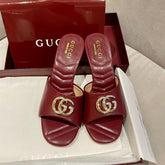 GG HIGH HEELS 70 IN RED LAMBSKIN GOLD HARDWARE WITH CRYSTALS