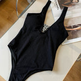 SWIMSUIT IN BLACK COTTON MIX PEARL PRINTED LOGO 627819