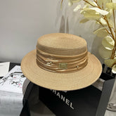 MM STRAW HAT IN BEIGE WITH RHINESTONE EMBELLISHED