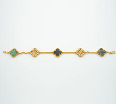 CLOVER BRACELET 5 MOTIF MOP AND DIAMOND