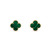 CLOVER MINI MALACHITE GOLD EARRINGS